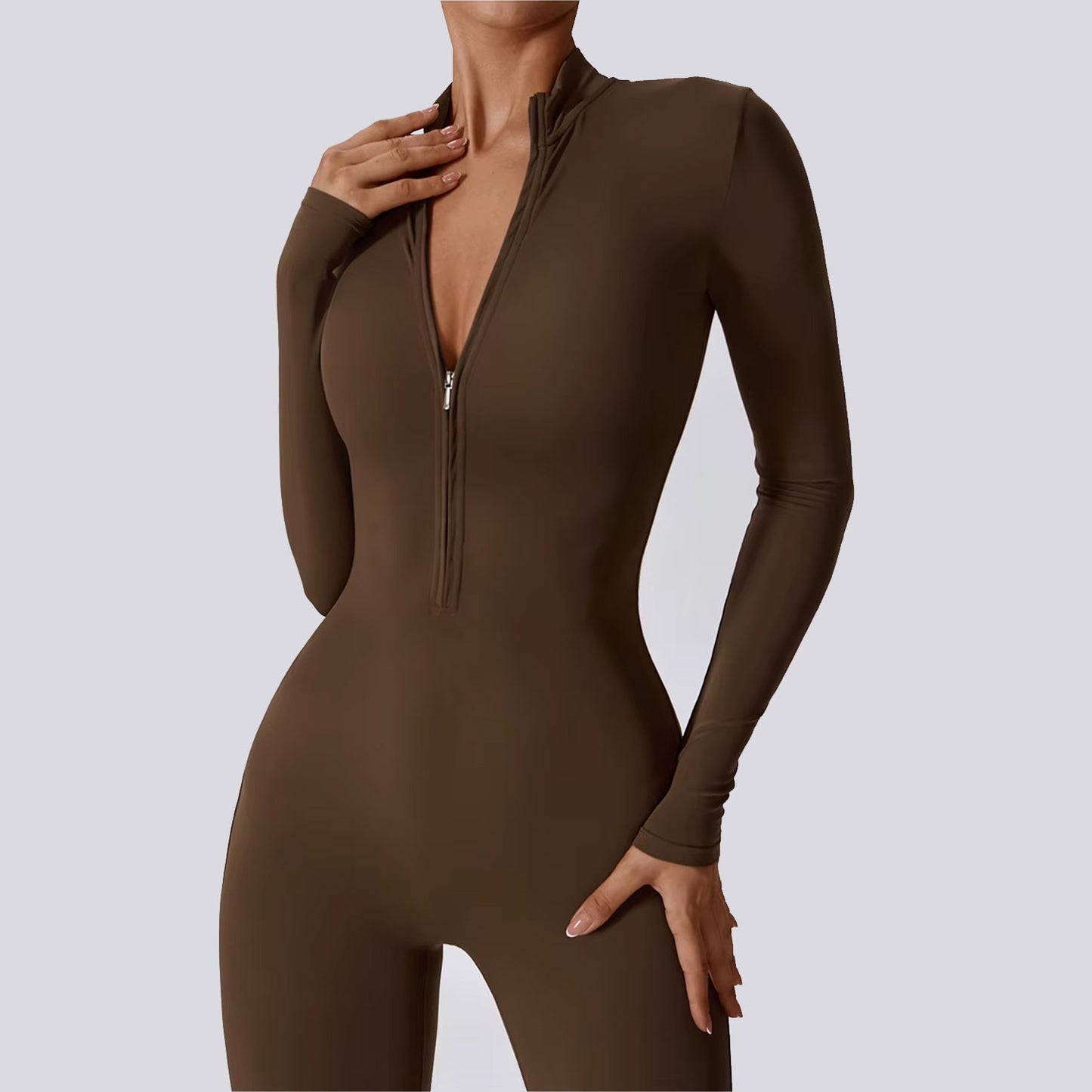 Luna Zippered Long Sleeve Jumpsuit