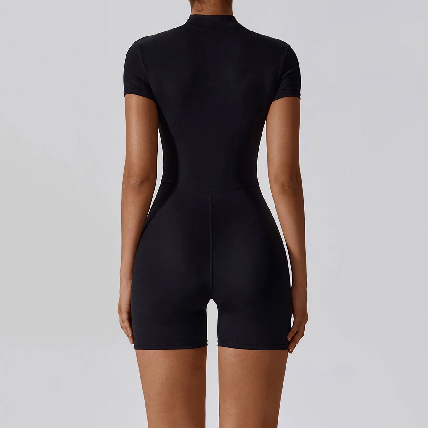 Ella Zippered Short Sleeve Shorts Jumpsuit