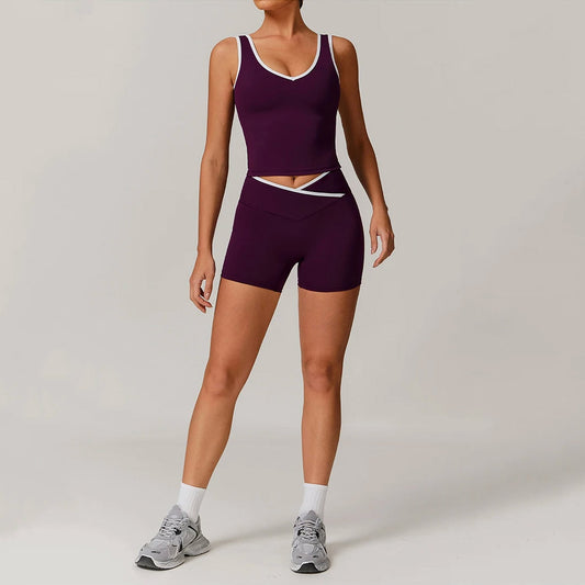 Mia Striped Athletic Biker Set