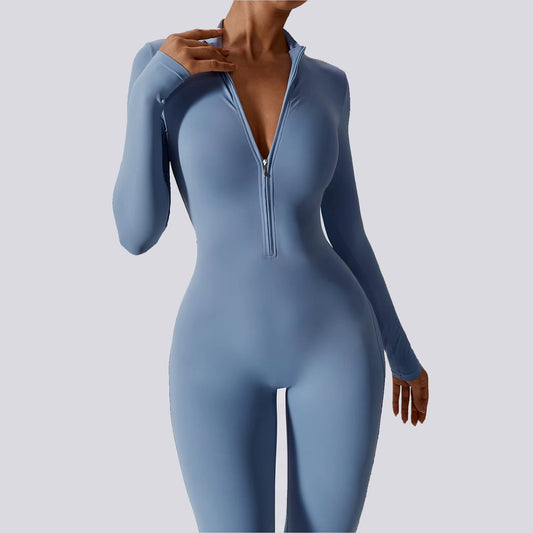 Luna Zippered Long Sleeve Jumpsuit