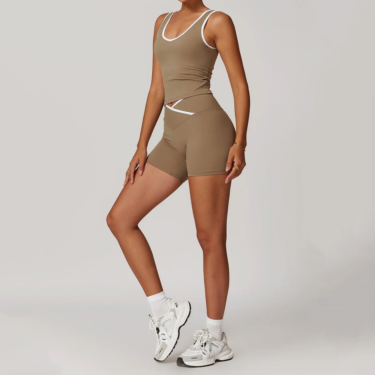 Mia Striped Athletic Biker Set