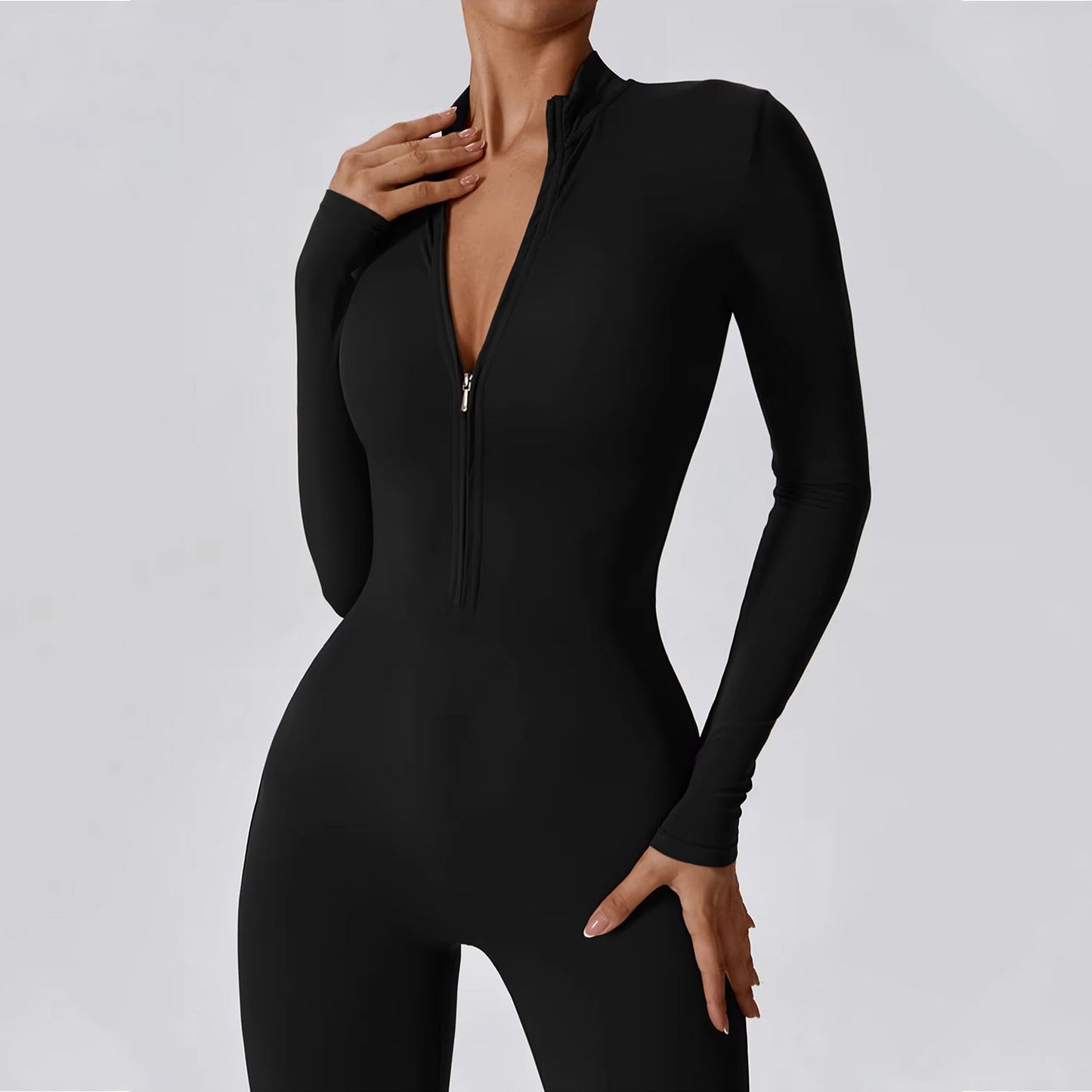 Luna Zippered Long Sleeve Jumpsuit