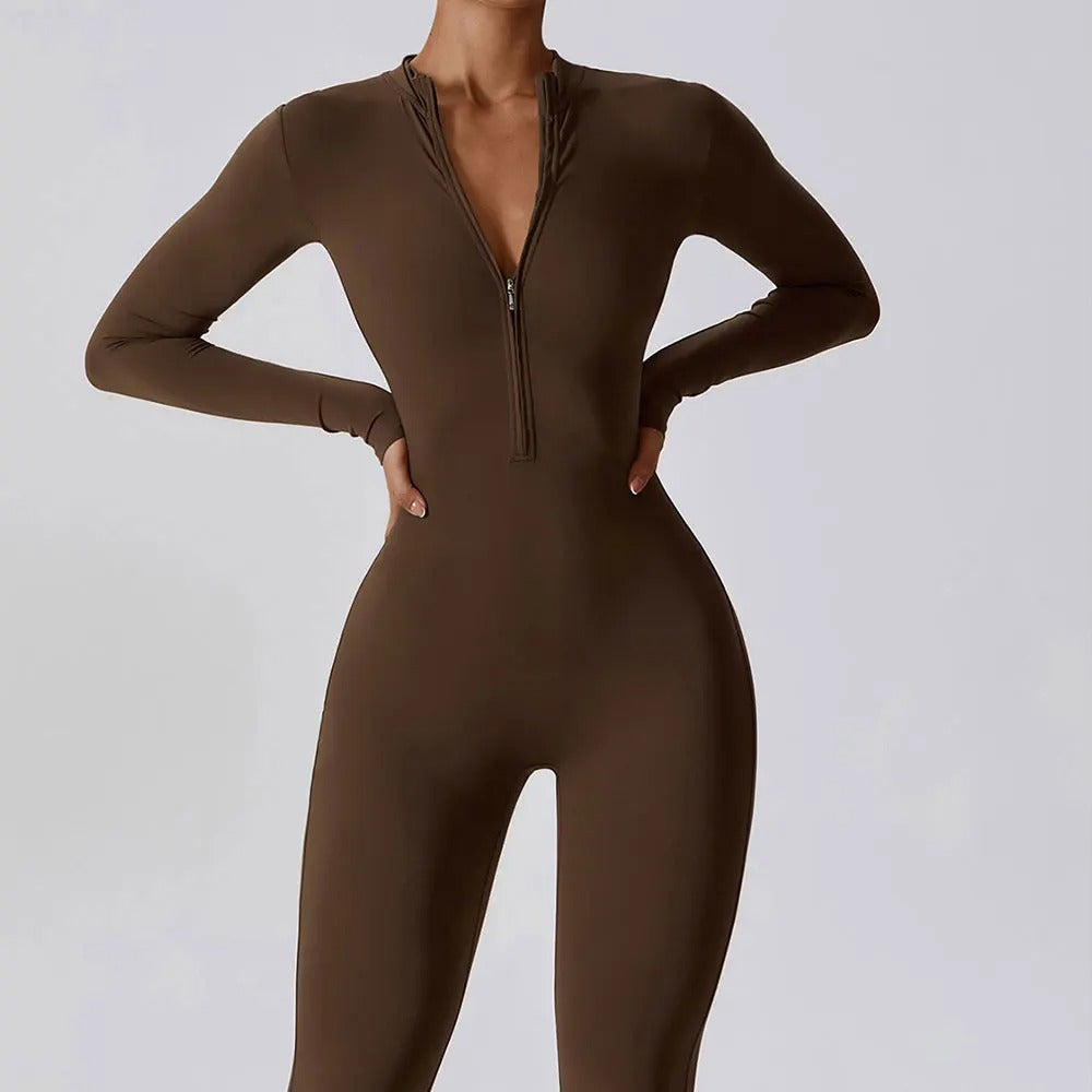 Luna Zippered Long Sleeve Jumpsuit