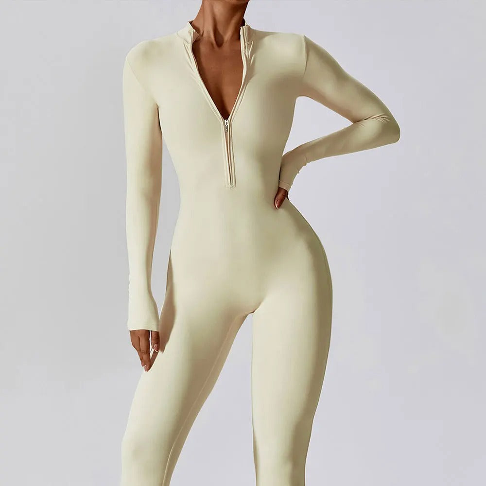 Luna Zippered Long Sleeve Jumpsuit