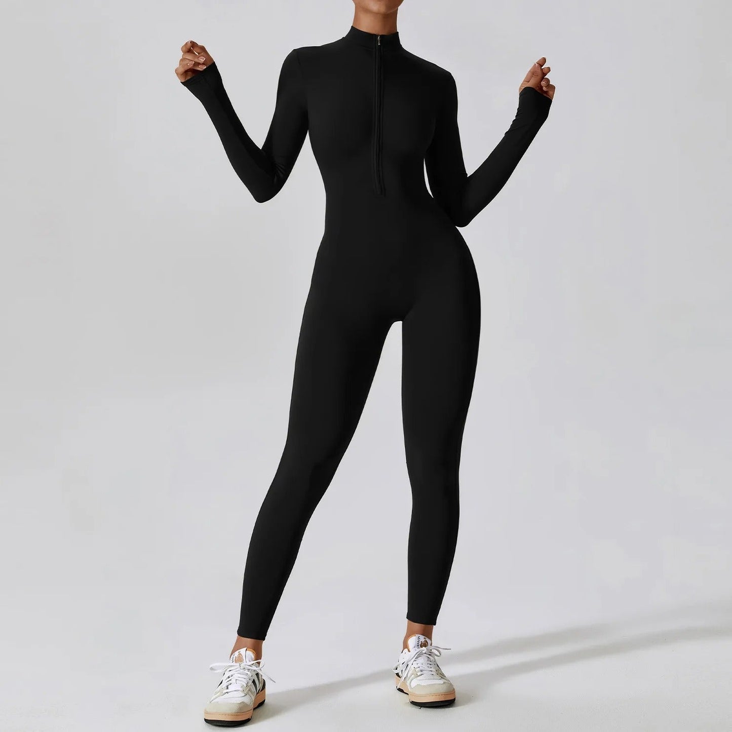 Luna Zippered Long Sleeve Jumpsuit