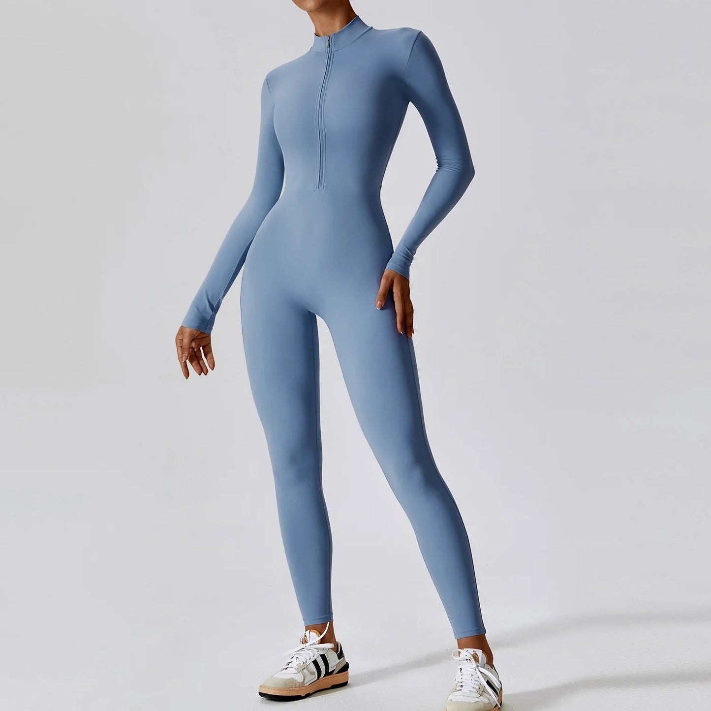 Luna Zippered Long Sleeve Jumpsuit