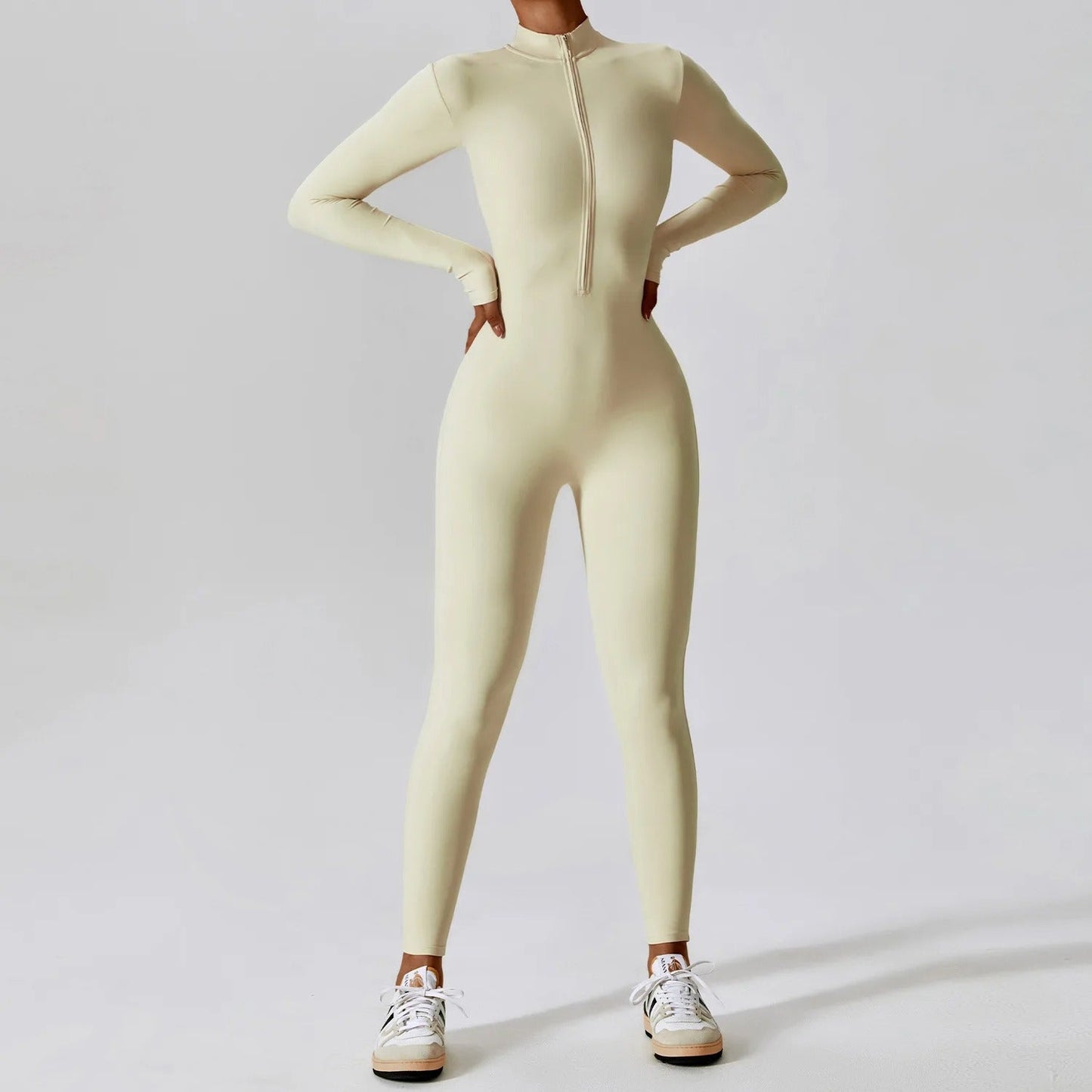 Luna Zippered Long Sleeve Jumpsuit
